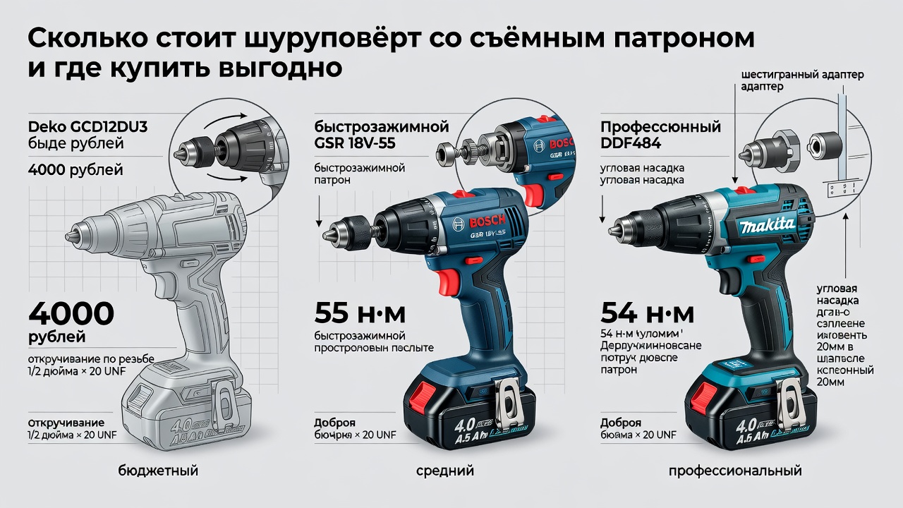 Сколько стоит шуруповёрт со съёмным патроном и где купить выгодно