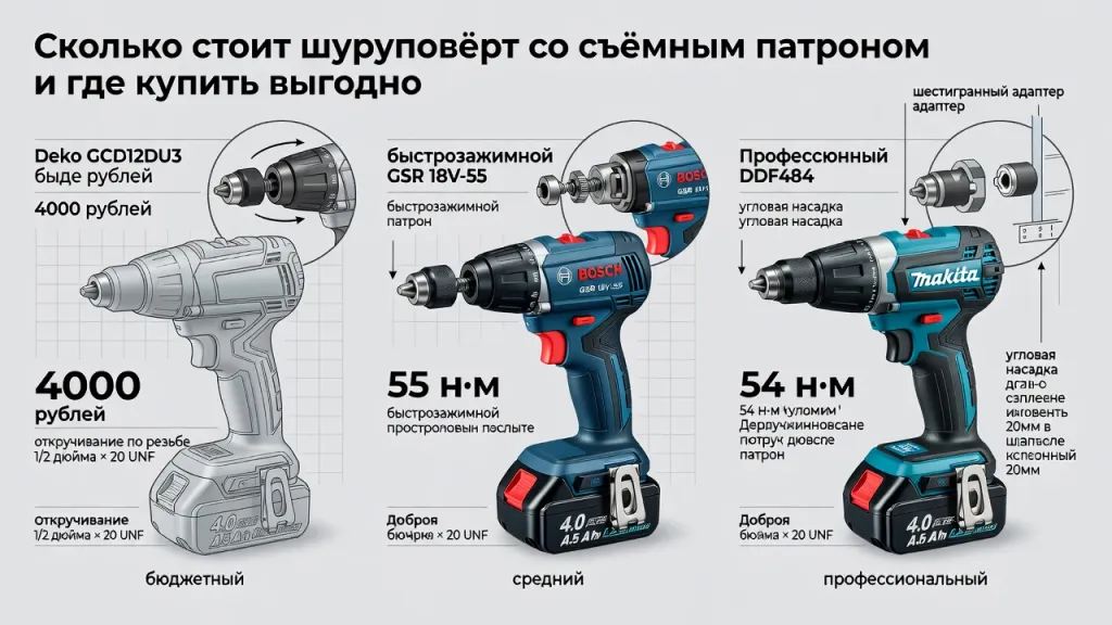 Сколько стоит шуруповёрт со съёмным патроном и где купить выгодно